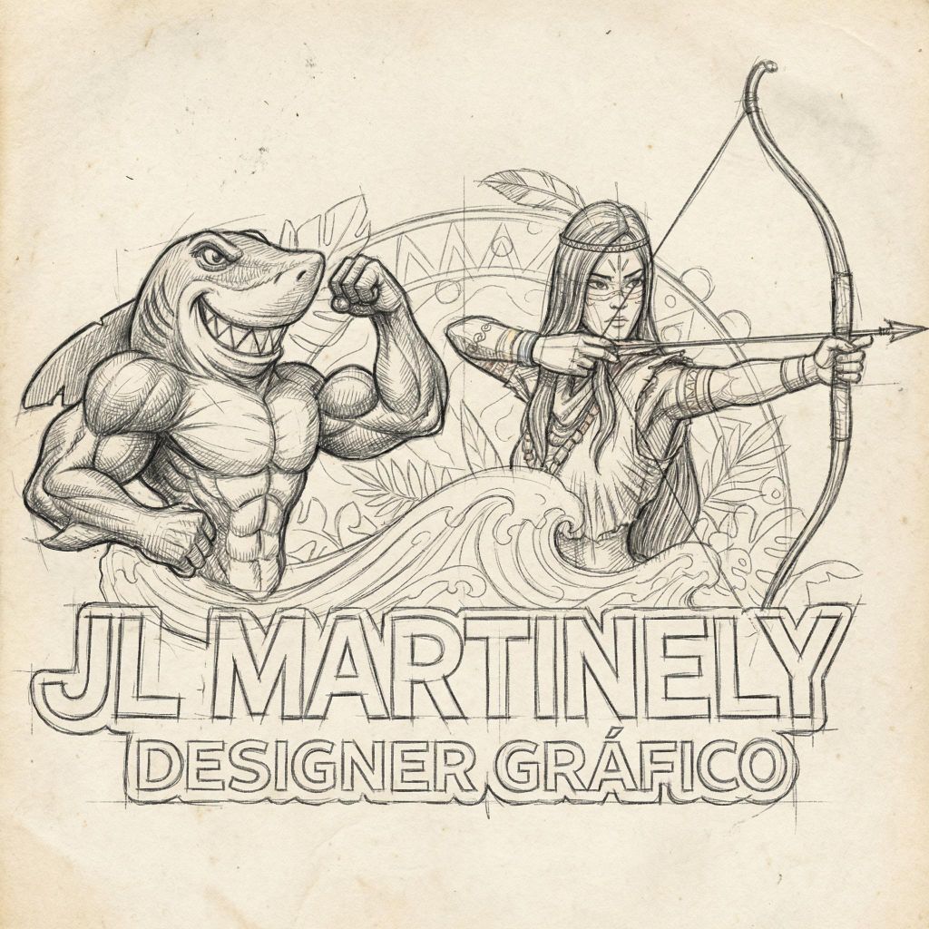 Esboço a lápis da logo JL Martinely