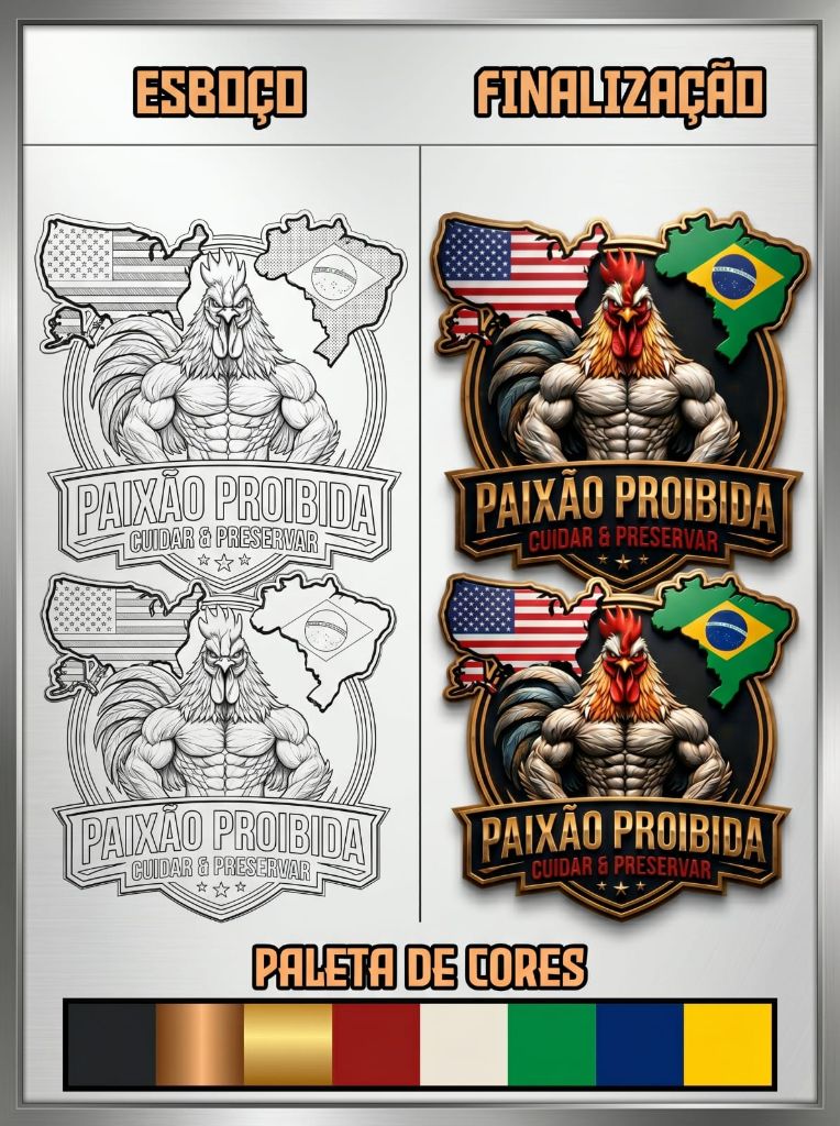 Esboço e Finalização da Logo com Paleta de Cores